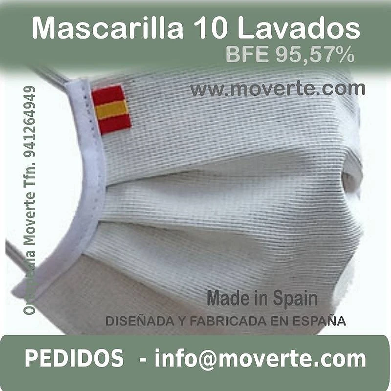 Mascarilla con Bandera de España10 lavados BFE 95,57%