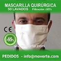Mascarilla quirurgica 50 lavados filtración 95%