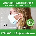 Mascarilla quirurgica 50 lavados filtración 95%
