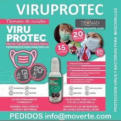 Viuprotec Protección Virus y Bacterias en Mascarillas y Tejidos.