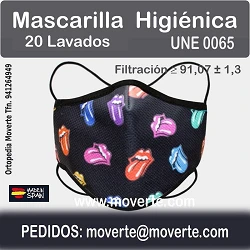 Mascarilla Rolling Stones 20 lavados Filtración 91,07