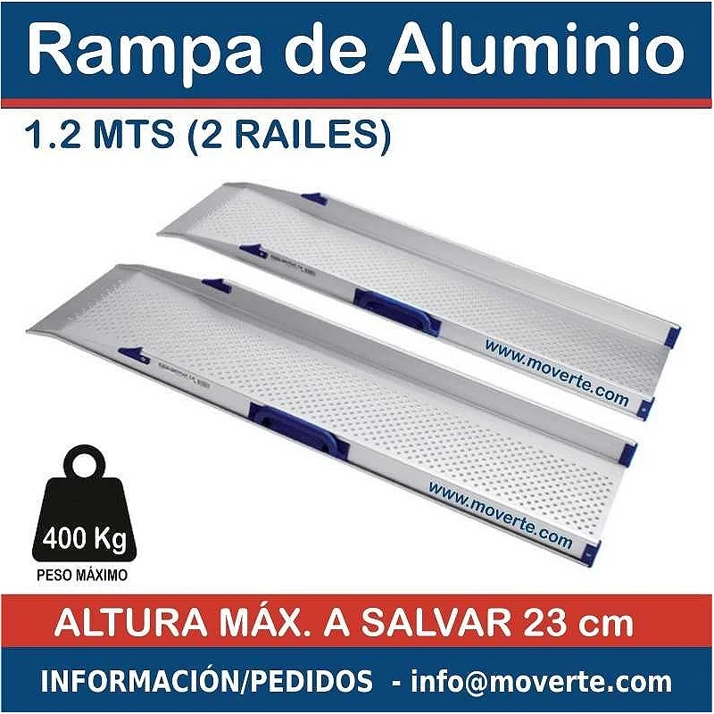 Rampa de aluminio (2 carriles) de 1,2 Metros